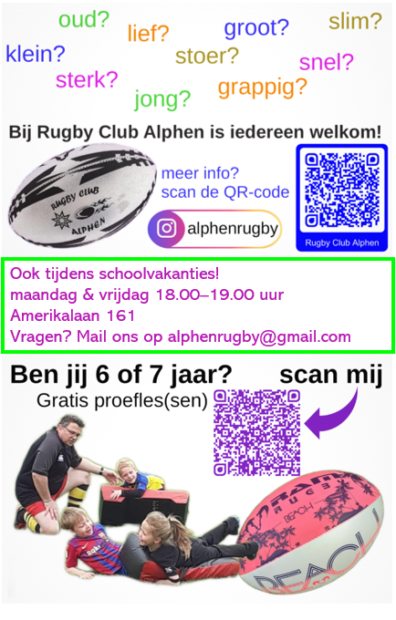 Flyer rugby vakantie