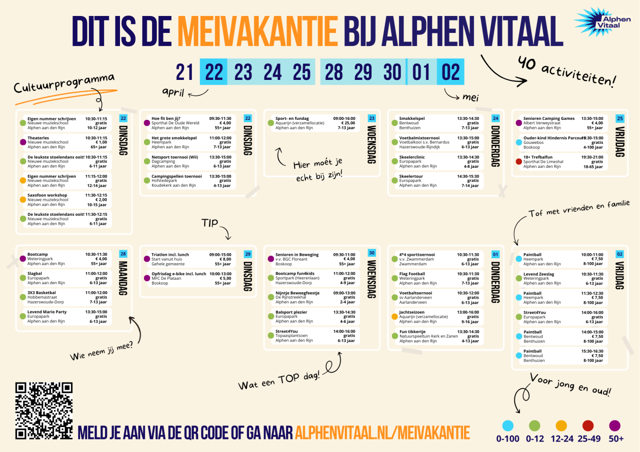Meivakantie activiteiten programma 2025 Alphen Vitaal